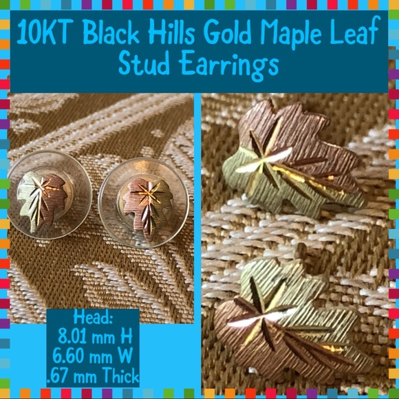 Jewelry - SOLD 10K Black Hills Gold Maple Leaf Stud Earrings
